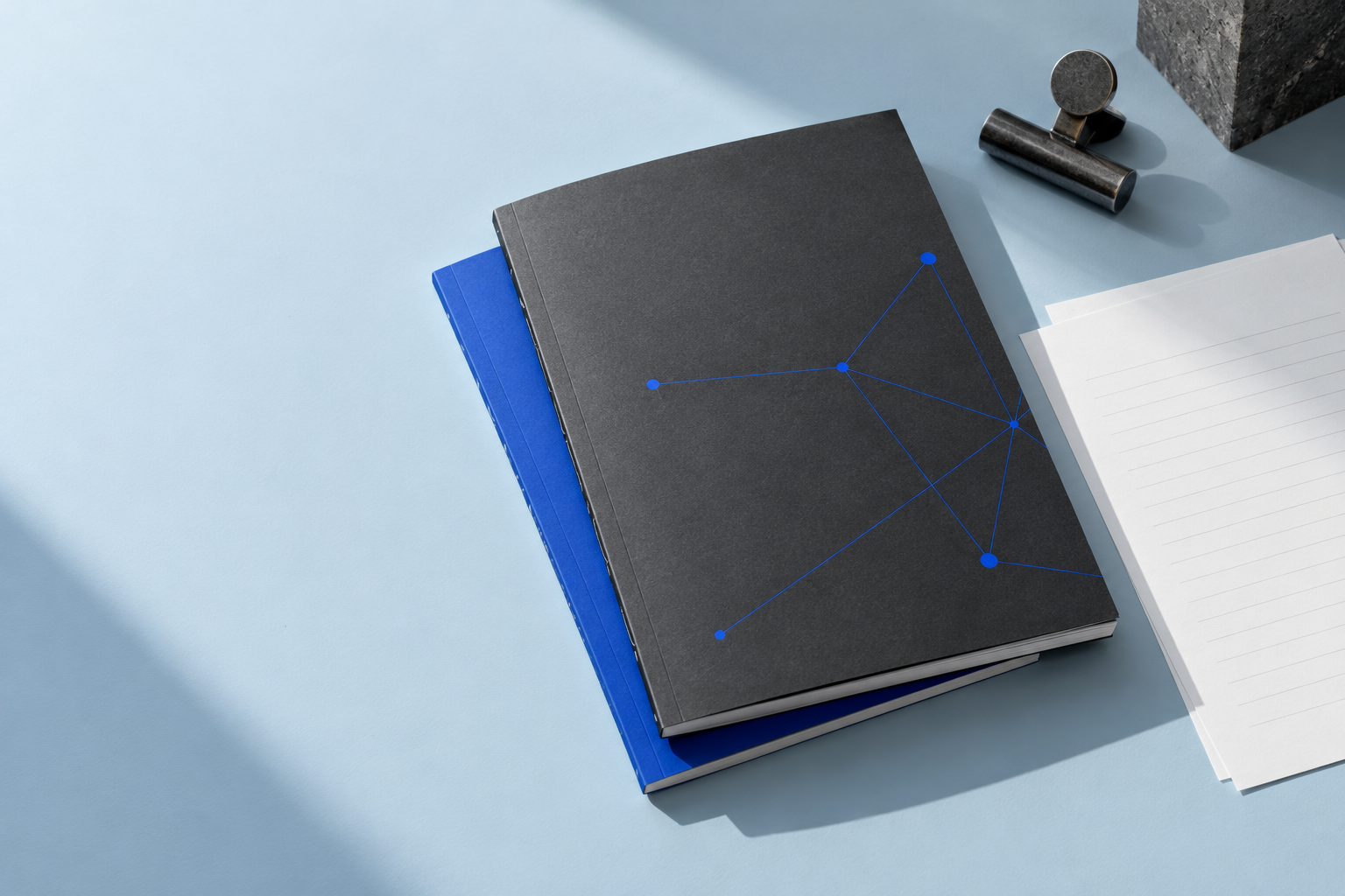 Editorial illustration of study booklets and worksheets